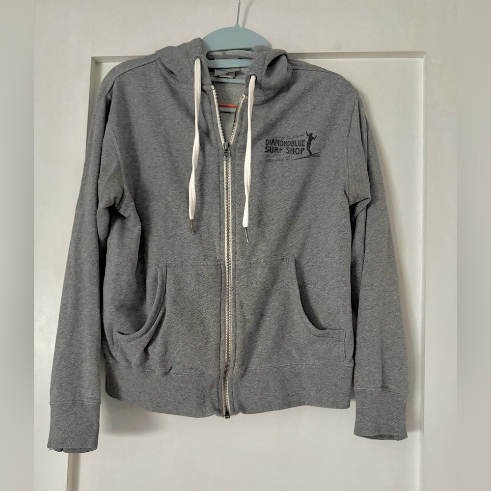 Block Island Diamondblue Surf Shop Cropped Hoodie